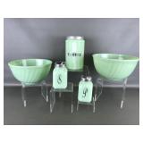 Vtg Fire-king Glass Jadeite Mixing Bowls & More