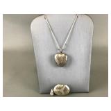 Vtg Sterling Silver Pendant & Heart Locket