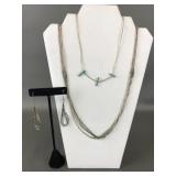Vtg Southwestern Style Beaded Necklace & Earrings