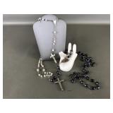 Antique Mother Of Pearl Jerusalem Rosary & Gems-