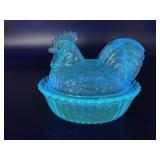 Vintage Westmoreland Manganese Glow Hen On Nest