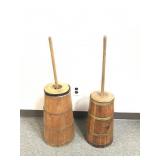 Set Of 2 Poss.antique Wooden Butter Churns