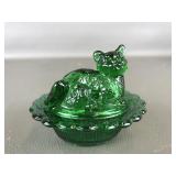 Mosser Emerald Mini Cat On Nest Salt Cellar
