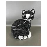 Hand Crafted Artisan Bead & Wire Cat Sculpture
