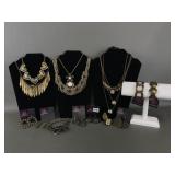 Antique Brass Tone Costume Jewelry Variety