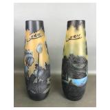 Emile Galle Style Art Nouveau Glass Vases