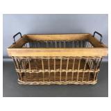 Rustic Open Weave Wood & Rattan Storage Basket