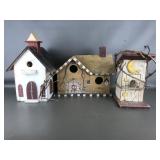 Vtg Handmade Folkart Wooden Birdhouses