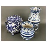 Antique Mini Spongeware Lidded Pot & More