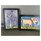 Signed Bechler Whimsical Ceramic Art Tiles