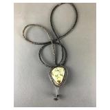 Vtg Sterling Silver Bennett Turquoise Bolo Tie