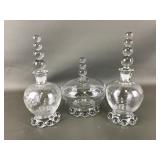 Vintage Etched Candlewick Perfume Bottles & Lidded