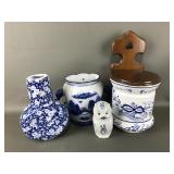 Vtg Wall Mounting Ceramic Salt Box & More