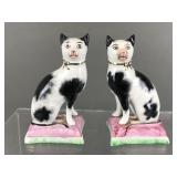 Vtg English Staffordshire Pottery Cats On Pillows