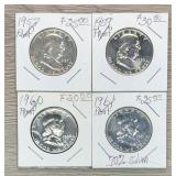 (4) Franklin Proof Silver Half Dollars