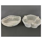 Vtg Belleek Irish Lattice Porcelain Baskets