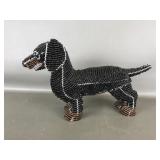 Handmade African Beaded Wire Dachshund Sculpture