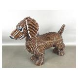 Handmade African Beaded Wire Dachshund Sculpture