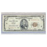 1929 $5 Federal Reserve Bank Note Chicago