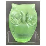 Fenton Chameleon Green Owl Art Glass Figurine