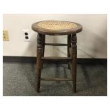 Vintage Wooden Woven Cane Seat Stool