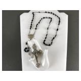 Vintage Sterling Silver & Glass Beaded Rosary