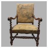 Antique Baroque Style High-back Armchair