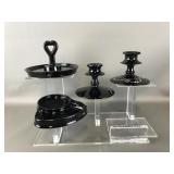 L.e. Smith? Black Amethyst Glass Trinket Tray+