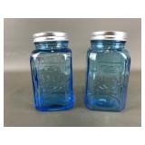 Reproduction Blue Glass Salt & Pepper Shakers