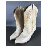 Vtg Dingo Cream Leather Ladies Cowboy Boots 6.5