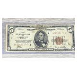1929 $5 Dollar Federal Reserve Bank Kansas City