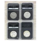 Lot Of (4) Walking Liberty Half Dollars 90% Silver