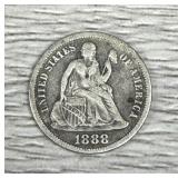 1888 Seated Liberty Dime 90% Silver