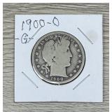 1900-o Barber Half Dollar 90% Silver Coin