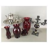 Silver Plated Goddinger Tea Set, Gothic Candle