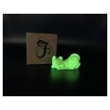 Fenton Uranium Burmese Stretching Cat Art Glass