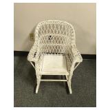 Vintage White Painted Wicker Rocking Chair
