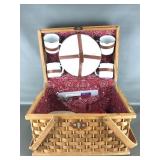 Vintage Woven Wooden Picnic Basket