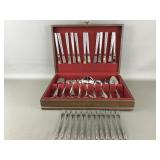 Vtg Oneida Community Silverware In Wooden Box