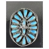 Vintage Sterling Silver Needlepoint Ring