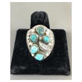 Sterling Silver Native American Turquoise Cluster