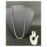 Vtg Scrap Sterling Silver Earring & Pearl Necklace