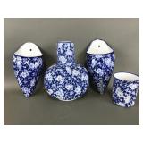 Vintage Blue & White Reproduction Wall Pockets &