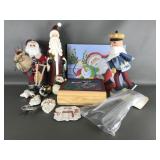 Handpainted Holiday Santa Painting & Nutcracker &