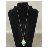 Vtg Sterling Silver Turquoise Necklace