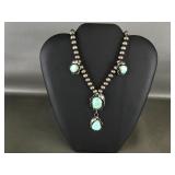 Signed R Chee Sterling Silver & Turquoise Necklace