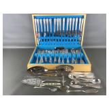 Vintage W.m Rogers Flatware In Wooden Box & More