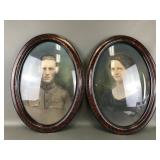 Antique Oval-frame Military Portrait & Wife