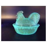 Vtg Glowing Manganese Hen On Nest Westmoreland