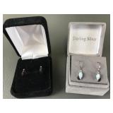 Sterling Silver Created Opal & Swarovski Earrings
